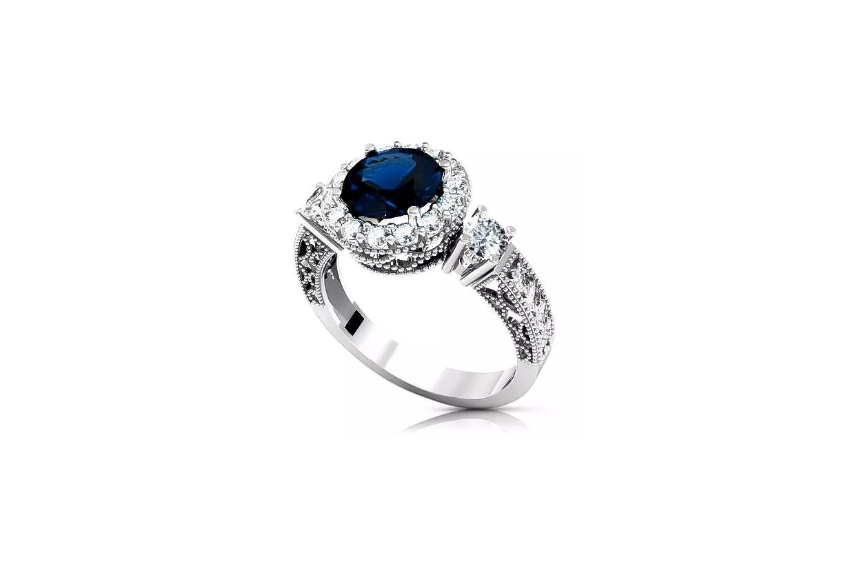 Sapphire Sterling silver 925 Ring Vintage vrc003s